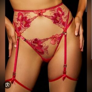 Honey Birdette Christine Red suspenders M